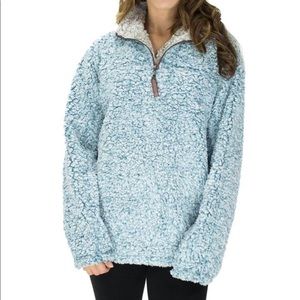 True Grit Aqua Frosty Tip Fuzzy Pullover